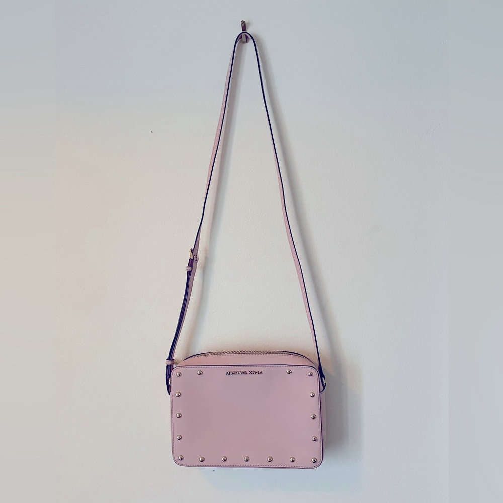 MICHAEL KORS Sandrine Studded Saffiano Leather Crossbody Bag